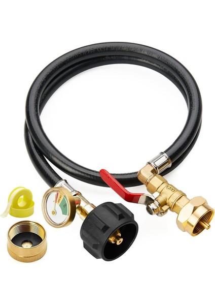 3ft Qcc Propan Dolum Adaptörü Hortumu Göstergeli ve Açma/kapama Kontrol Valfı ile 1 Lb ile Dolu Uzatılmış Propan Doldurma Hortumu (Yurt Dışından)