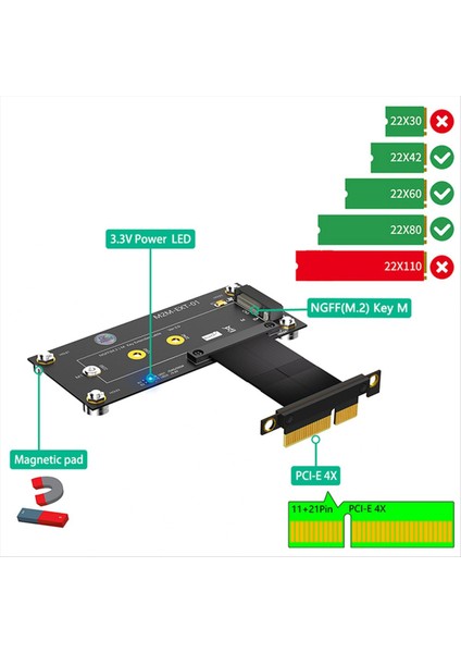 M 2 Nvme Anahtar M - Pcı Express X4 Uzatma Kablosu Genişletme Kartını 2230 2242 2260 2280 M2 Nvme SSD (Yurt Dışından) fırsatları