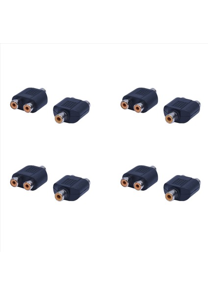 8 Pcs Rca Av Splitter Y Adaptör 1 Dişi 2 Dişi Siyah (Yurt Dışından)
