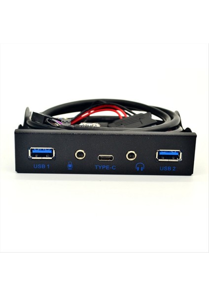 USB Hub 5 Bağlantı Noktası USB 3 1 Tip-C USB 3 0 Ön Panel Hd Ses 3 5mm Kulaklık Jakı Mikrofon Genişleme Adaptörü Masaüstü 3 5inch (Yurt Dışından)