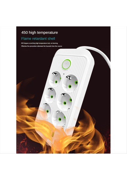 Çok Tap Socket 6AC AC100-250V Outlets Extension Cable 2500W Power Outlet Evi Elici Vectaclace Eu Fişi Için (Yurt Dışından) fiyatları