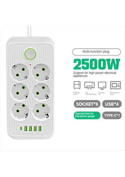 Çok Tap Socket 6AC AC100-250V Outlets Extension Cable 2500W Power Outlet Evi Elici Vectaclace Eu Fişi Için (Yurt Dışından) fırsatları