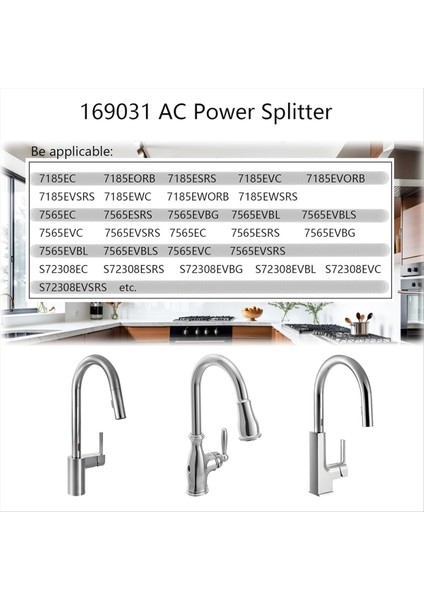 169031 Ac Güç Kablosu Adaptör Kiti, Ac Adaptörü ve Güç Ayrıştırıcı Kiti Moen Docionsense Wave ve U Musluk Parçaları Parçaları (Yurt Dışından) indirimleri