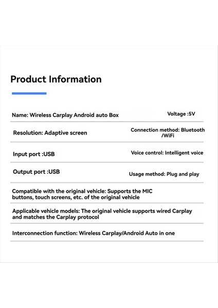 2ın1 Kablosuz Carplay Adaptörü USB Dongle Akıllı Carplay &amp; Android Otomatik Adaptör Fişi ve Kablosuz B&#39;ye Kablolu Carplay Oynatın (Yurt Dışından) modelleri