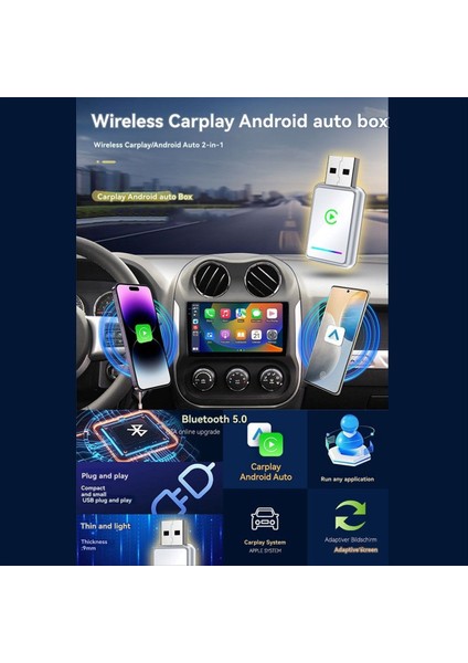 2ın1 Kablosuz Carplay Adaptörü USB Dongle Akıllı Carplay &amp; Android Otomatik Adaptör Fişi ve Kablosuz B&#39;ye Kablolu Carplay Oynatın (Yurt Dışından) indirimleri