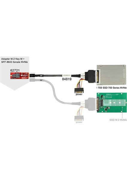 U 2 SSD Için Uygun Olan 15 Pimli Sata Güç Kaynağı ile 0 5m 0 5m&#39 Ye Yerleşik 12G Mini Sas Hd-U 2 / SFF-8643-SFF-8639 Kablo (Yurt Dışından) modelleri
