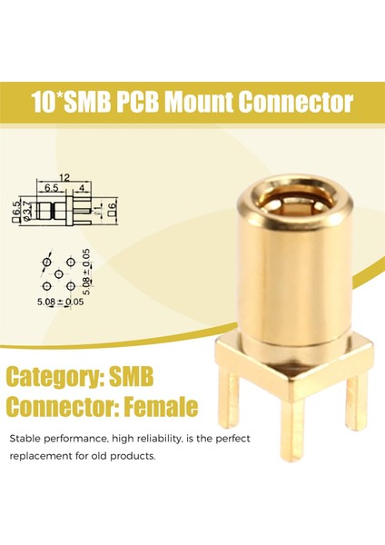 10 Adet Smb Pcb Montaj Konnektörü Smb Dişi Rf Koaksiyel Adaptör (Yurt Dışından) indirimleri