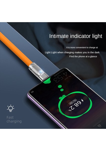 3x 120W 6A Süper Hızlı Şarj USB C Şarj Kablosu USB Type-C Şarj+Veri Aktarımı 2-1 Arada Cep Telefonu Kablosu Turuncu (1m) (Yurt Dışından)