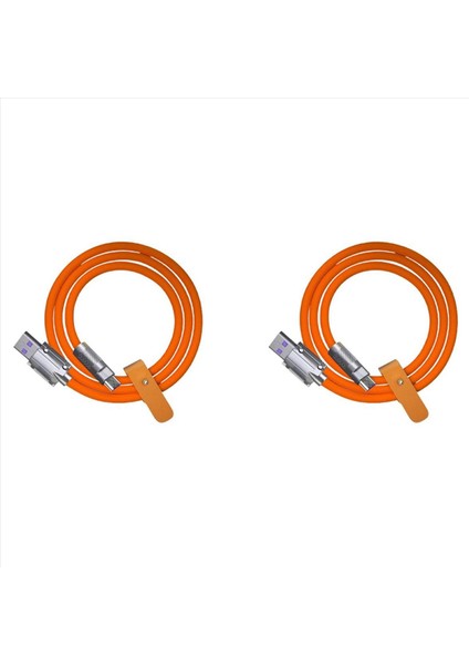 2x 120W 6A Süper Hızlı Şarj USB C Şarj Kablosu USB Type-C Şarj+Veri Aktarımı 2-1 Arada Cep Telefonu Kablosu Turuncu (1m) (Yurt Dışından)