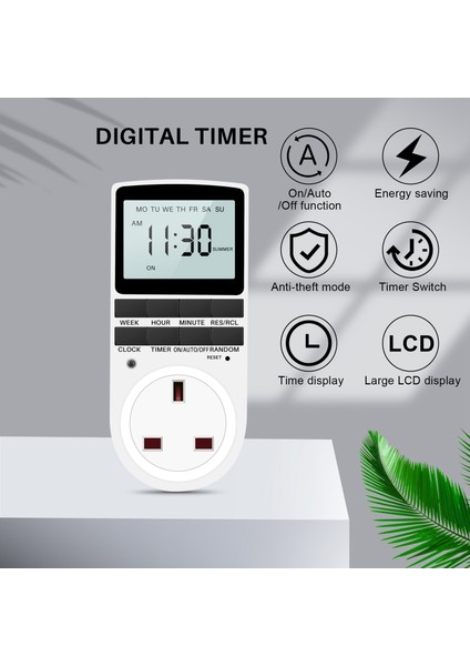 Ingiltere Fiş Dijital Zamanlayıcı Fiş Soketi Işık Için Büyük LCD Ekran ve Hırsızlık Önleme Mod 13A/2900W Maks (Yurt Dışından) fiyatları