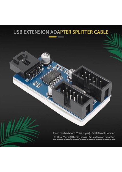 1to2 9pin USB Splitter Anakart Uzatma Kablosu 1 Ila 2 Başlık Adaptörü Pc Ön Paneli USB Konektörleri 5 Adet (Yurt Dışından) modelleri