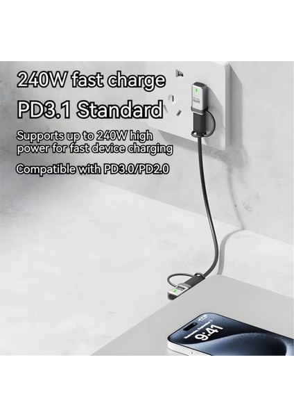 240W Metal USB C Tipi Adaptör 80GBPS Otg 8k Video LED Göstergesi Anti Kayıp Hızlı Şarj Usbc Dönüştürücü A (Yurt Dışından) indirimleri