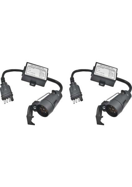 2x Römork Konektörü Abd 4-Pin Düz Fiş - Avrupa7-Pin Konektörü 4 Ila 7 Römork Işık Dönüştürücü Devre Adaptörü (Yurt Dışından)