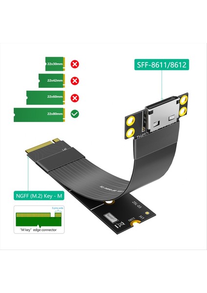 M 2 Nvme To Oculink 4i Uzatma Kablosu Pcıe4 0 SSD Grafik Kartı Için M2 M Anahtar SFF-8612 Adaptörü (Yurt Dışından) indirimleri