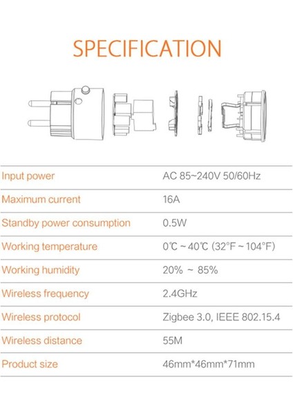 Tuya Smart Zigbee Güç Fişi Ab 16A Soketi Kwh Elektrik Enerji Monitörü Singal Extender Treater (Yurt Dışından)