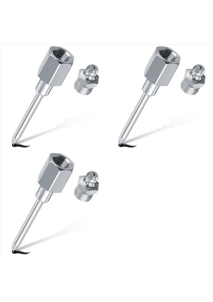 3x Dar Iğne Memesi Gres Adaptörü Sertleştirilmiş Çelik Uçlu Iğne Burun Gres Dağıtıcısı 1/8 Inç Npt Dişli (Yurt Dışından)