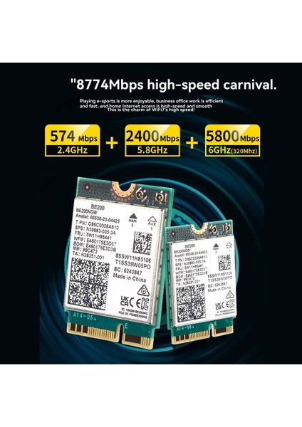 BE200 Wifi 7 Kart+8dbi Anten 2.4g/5g/6ghz Bluetooth 5.4 Wifi Adaptör 8774MBPS WIN10/11 Için Kablosuz Ağ Kartı (Yurt Dışından) fırsatları