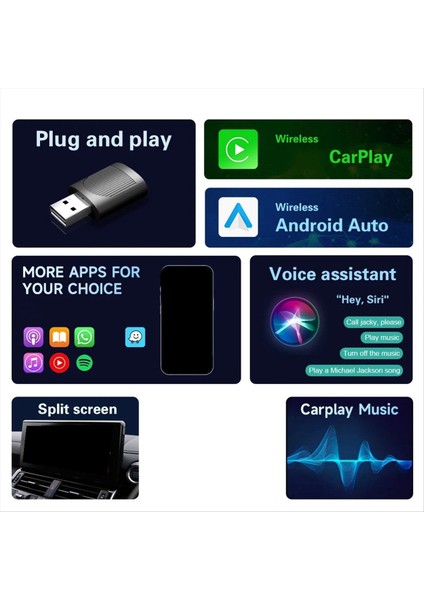 5ghz Mini U8 Kablosuz Carplay Akıllı Kutu Kablosuz Android Otomatik Adaptör Dongle Bluetooth Wifi Otomatik Bağlantı (Yurt Dışından) fırsatları