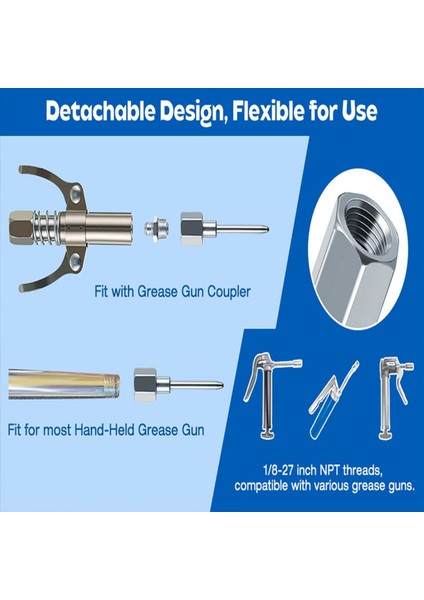 3x Dar Iğne Memesi Gres Adaptörü Sertleştirilmiş Çelik Uçlu Iğne Burun Gres Dağıtıcısı 1/8 Inç Npt Dişli (Yurt Dışından) modelleri