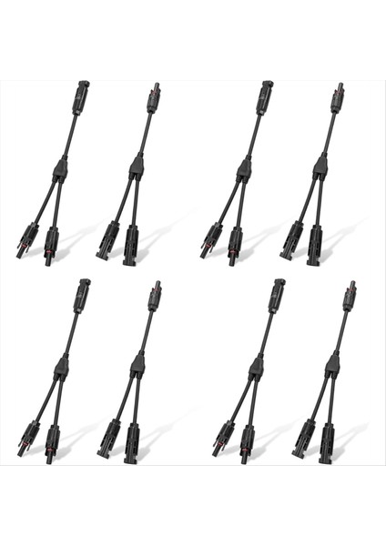 4 Çifti Güneş Konektörleri 30A Y Şube Paralel Pv Adaptör Kablo Tel Fiş Takım Kiti Güneş Paneli Için (M/ff+F/mm) (Yurt Dışından)