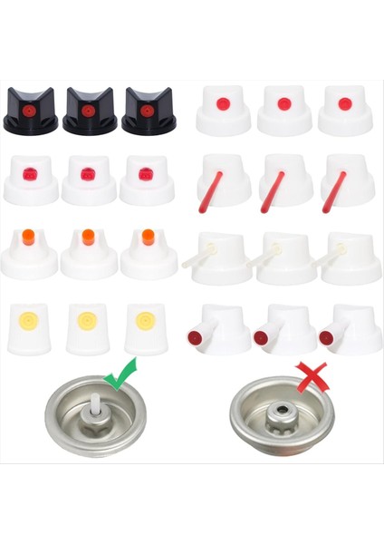 24PCS Sprey-Boyalı Kapaklar ve Nozullar Kiti-Erkek Kutular Için Adaptör Seti, Sprey-Can Nozul, Sanatçı Sınıfı Sprey Kontrol Kiti (Yurt Dışından)