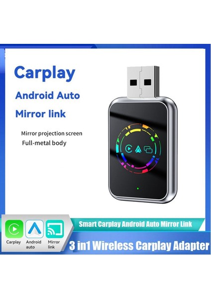 3 In1 Kablosuz Carplay Android Auto Carplay Ayna Bağlantısı Bluetooth + Wifi USB Dongle Adaptörü Kablolu Carplay - Kablosuz A (Yurt Dışından) fırsatları