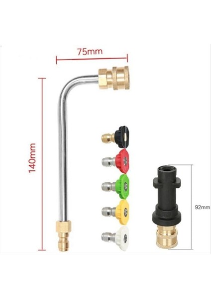 30 Derece/90 Derece/u Şekilli Tipler Yıkama Çubuğu Adaptör Kiti Aksesuarları ile Yüksek Basınçlı Temizleme Memesi (Yurt Dışından) modelleri