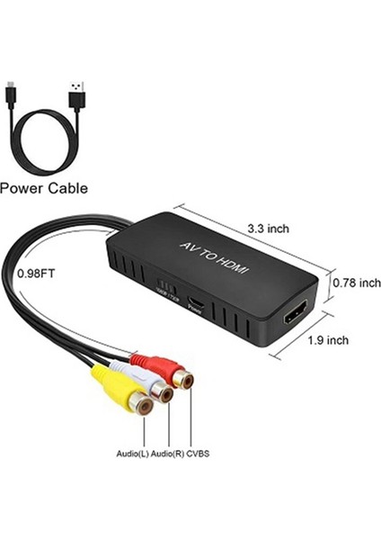 HDMI Dönüştürücü Cvbs Dönüştürücü Rca&#39 Dan HDMI Dönüştürücüye 1080P/720P Dönüşüm Adaptörünü (Yurt Dışından) fırsatları