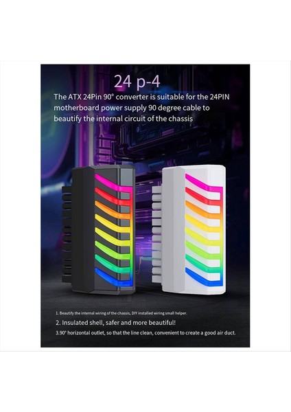 Dıy Güç Kaynağı 90 Derece Anakart 24PIN Adaptör Argb Dik Açı Güç Kaynağı Direksiyon Konnektörü Beyaz (Yurt Dışından) fiyatları