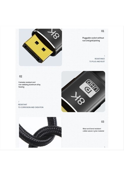 Mini Dp - Dp 1 4 Adaptör Kablosu 8k 60Hz Video Veri Kabloları Monitör Için 3 Metre (Yurt Dışından) fırsatları