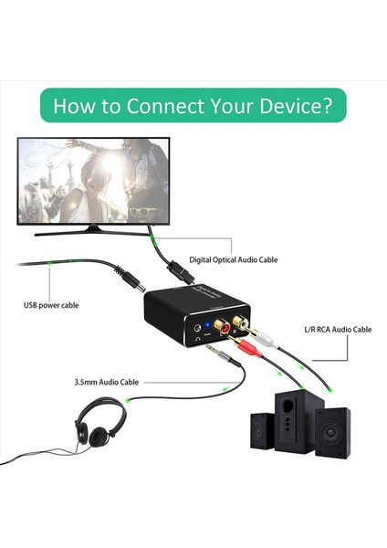 5x Dijitalden Analog Ses Dönüştürücüsü Dac Dijital Spdıf Optical&#39 A Analog L/r Rca ve 3 5mm Aux Stereo Ses Adaptörü (Yurt Dışından) fırsatları