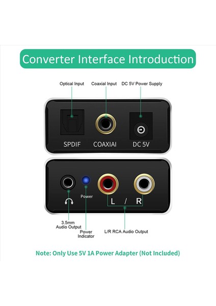 5x Dijitalden Analog Ses Dönüştürücüsü Dac Dijital Spdıf Optical&#39 A Analog L/r Rca ve 3 5mm Aux Stereo Ses Adaptörü (Yurt Dışından) indirimleri