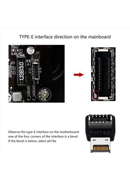 3x Bilgisayar Anakart Tipi-E USB 3 1 Type-E Arayüz 90 Derece Direksiyon Dirsek Ön Tip-C Kurulu Adaptör (PH74A) (Yurt Dışından) fırsatları