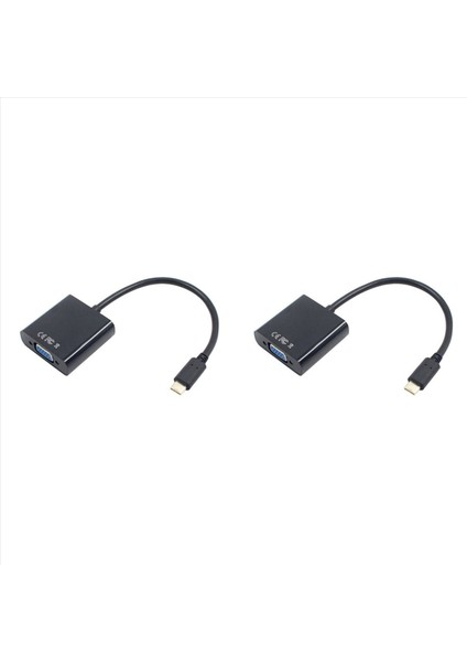 2x Usb-C Usb3 1 Adaptör Kablosu Için C Tipi VGA Erkek-Vga Kadın Video Aktarım Dönüştürücü MacBook 12 Inç Için 1080P (Yurt Dışından)