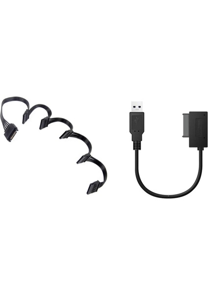 1 Pcs 15 Pin Sata Güç Uzatma Sabit Sürücü Kablosu ve 1 Pcs USB Adaptörü Pc 6p+7p CD DVD Rom Sata - USB 2 0 Dönüştürücü (Yurt Dışından)