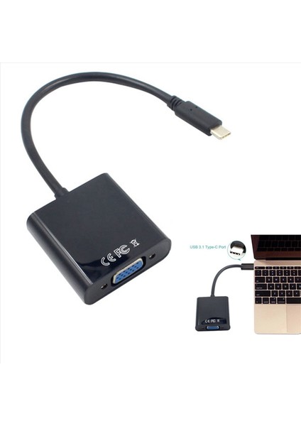 10X Usb-C Usb3 1 Adaptör Kablosu Için C Tipi VGA Erkek-Vga Kadın Video Aktarım Dönüştürücü MacBook 12 Inç Için 1080P (Yurt Dışından) fiyatları