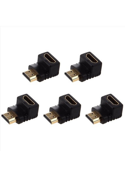 5x HDMI Adaptörü 90 Derece Sağ Açı L - Tip (Alt) Siyah (Yurt Dışından)