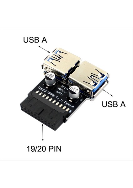 19PIN Ila Çift Usb3 0/3 1 Adaptörü 19P/20P-ÇIFT A Tip A Dişi Ön Konnektör Dönüştürücü USB 3 0 Adaptör Eklenti Takımı (Yurt Dışından) fırsatları