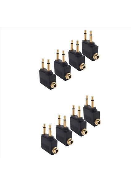 8 Paket Uçak Kulaklık Adaptörü Kulaklık Için Havayolu Uçak Uçuş Adaptörleri Altın Kaplamalı 3 5mm Jack (Yurt Dışından)