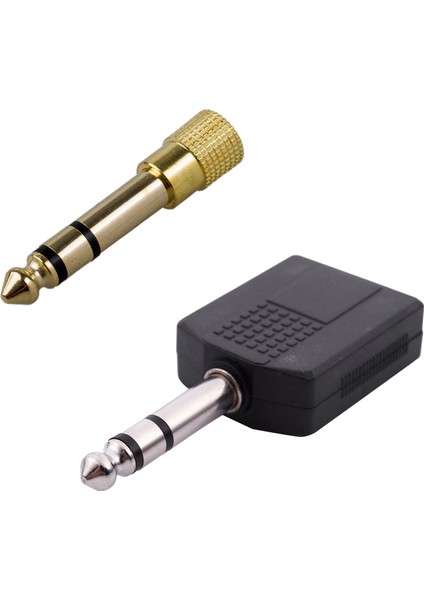 Kulaklık Adaptörü Altın Fiş ve Mono 6 35MM Erkek Fişine Çift 6 35MM Kadın Soket Ayırtıcı Adaptör Bağlayıcısı (Yurt Dışından)