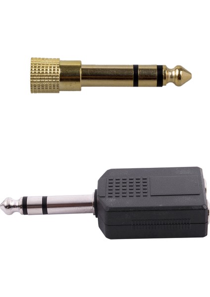 Kulaklık Adaptörü Altın Fiş ve Mono 6 35MM Erkek Fişine Çift 6 35MM Kadın Soket Ayırtıcı Adaptör Bağlayıcısı (Yurt Dışından) fiyatları
