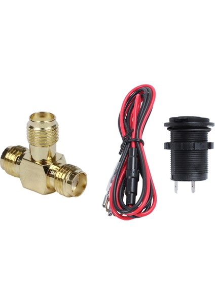 Sma Dişi Iki Sma Dişi Üçlü T Rf Adaptör ve Çıkış Soketi Çakmak Dahil 60CM Kablo Kartı Soket Motoru (Yurt Dışından)