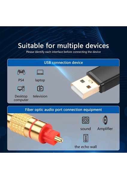 USB - Optik Ses Adaptörü USB A Ila Fiber Optik Ses Spdıf Port Bağlantı Bağlantısı Ses Dönüştürücü Kablosu Bilgisayar Dizüstü Bilgisayarı (Yurt Dışından) modelleri