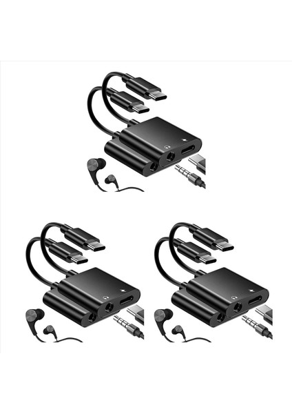 3x USB C Ila 3 5mm Kulaklık ve Şarj Cihazı Adaptörü Galaxy S22/S21/S20/S20+ Ultra Için 2&#39 Den 2&#39 Si Not 20/10 Pixel 6/5/4/3 Xl (Yurt Dışından)