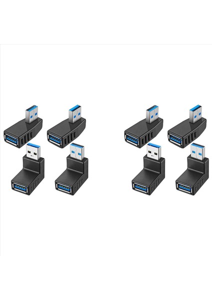 8pcs USB 3 0 Adaptör Kuplörleri 90 Derece Erkek - Kadın USB Konnektörü - Sol Sağ Yukarı Aşağı Açılı Adaptör Dahil (Yurt Dışından)
