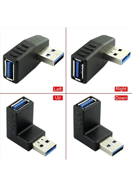 8pcs USB 3 0 Adaptör Kuplörleri 90 Derece Erkek - Kadın USB Konnektörü - Sol Sağ Yukarı Aşağı Açılı Adaptör Dahil (Yurt Dışından) fırsatları