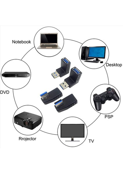 8pcs USB 3 0 Adaptör Kuplörleri 90 Derece Erkek - Kadın USB Konnektörü - Sol Sağ Yukarı Aşağı Açılı Adaptör Dahil (Yurt Dışından) indirimleri