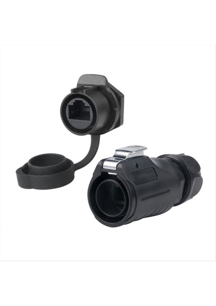 Lp-20 RJ45 Konektör Seti IP68 Su Geçirmez Cat6 RJ45 Panel Montaj Soket Fikli Kablo Adaptörü Siyah (Yurt Dışından)