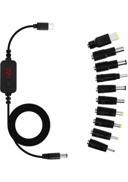 Tip C - Dc Boost Kablo Adaptör Kablosu 5V 9V 12V 15V 20V Ayarlanabilir Voltaj Pd Dizüstü Bilgisayar Için Hızlı Şarj Kablosu (Yurt Dışından)