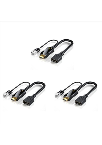 3x HDMI Uygun Erkek Displayport Kadın Dönüştürücü Kablosu 4K 60Hz HDMI ile Uyumlu Dp Dönüştürücü Adaptör Kablosu (Yurt Dışından)